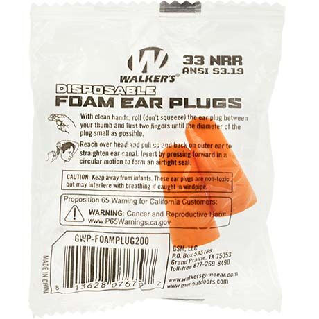 Walker's 1 Pair Foam Ear Plugs - Orange